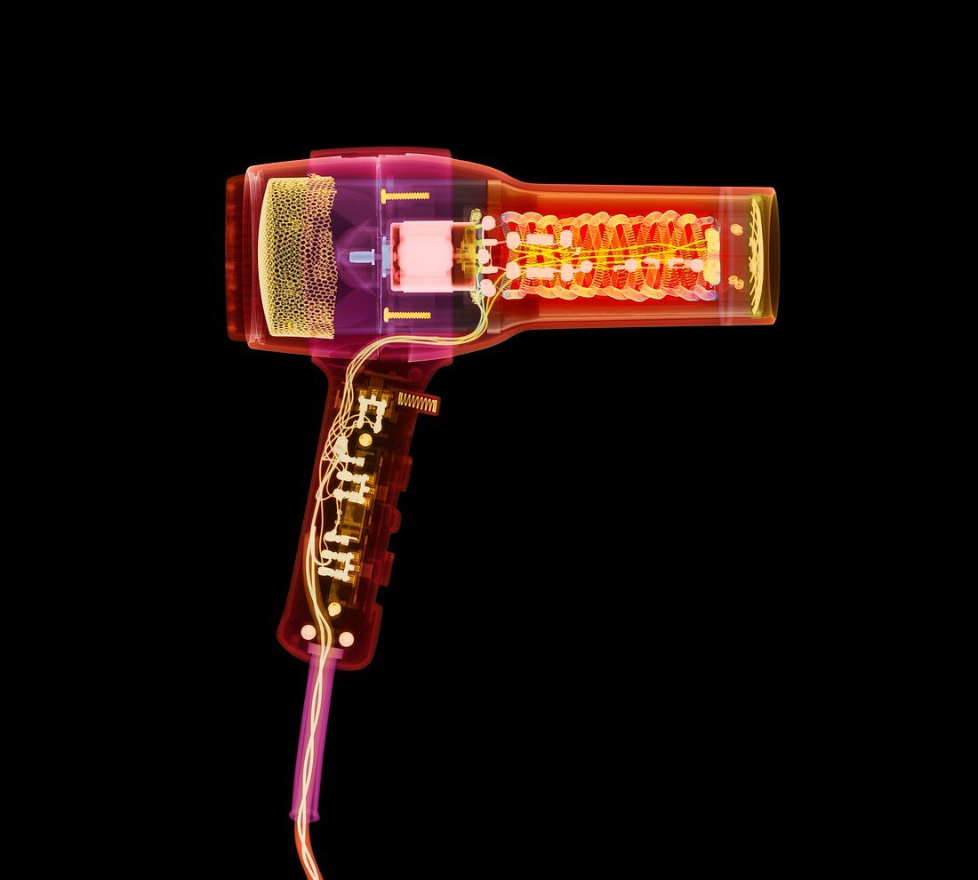 Hairdryer,coloured X-ray