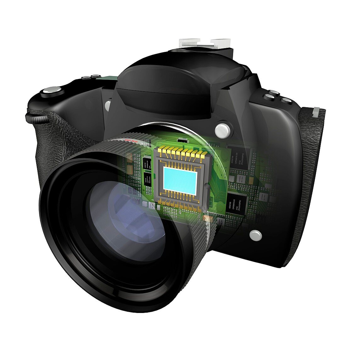Digital camera and CCD chip,artwork