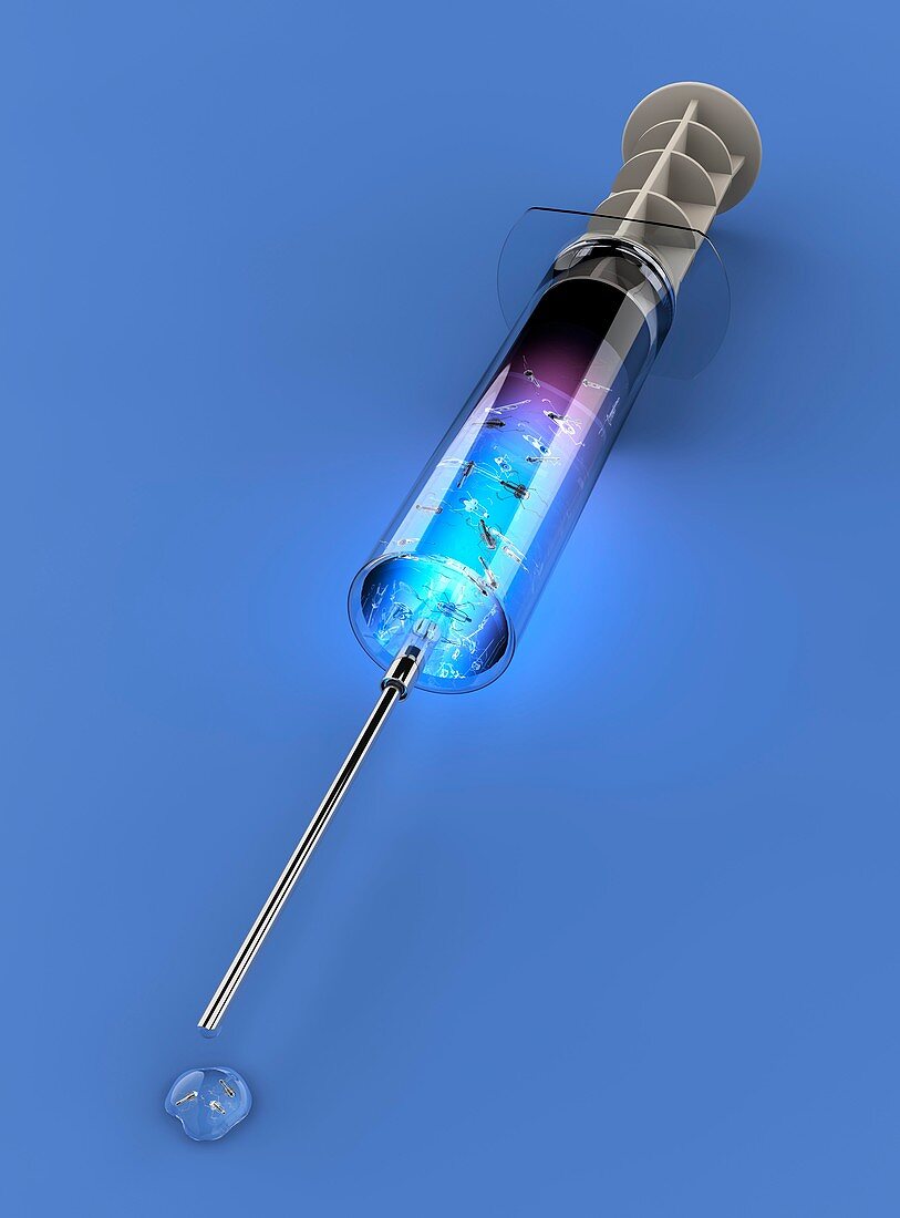 Nanorobots in a syringe,artwork