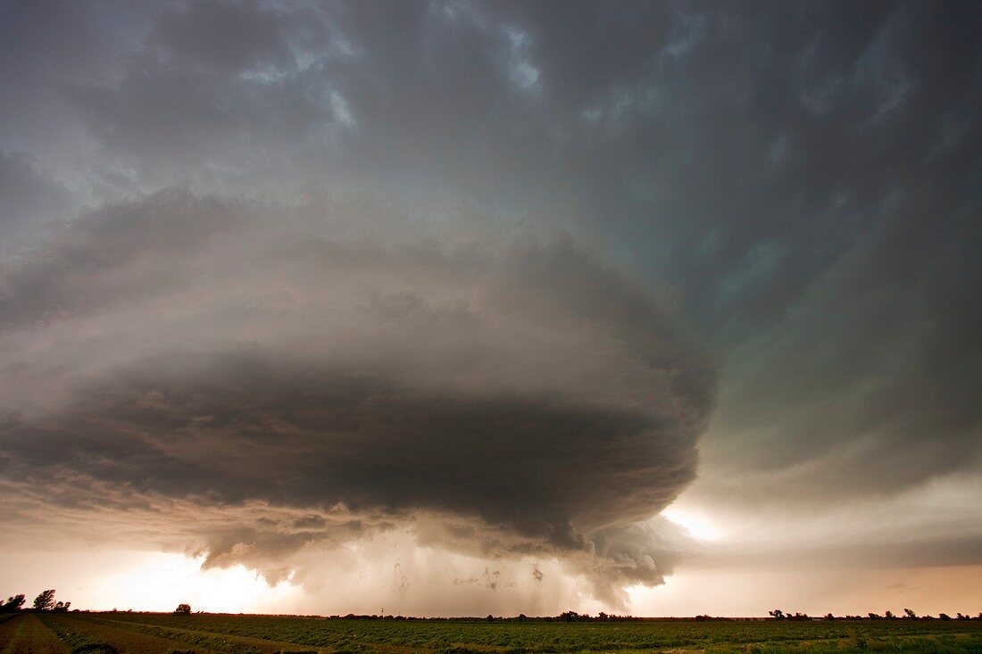 Supercell thunderstorm over fields,USA