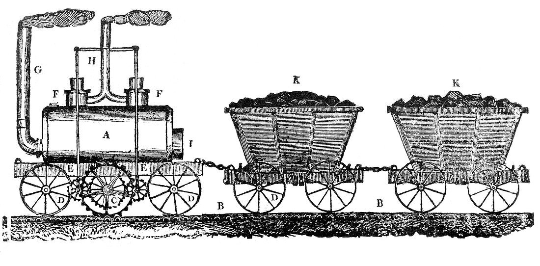 Early steam locomotive,artwork
