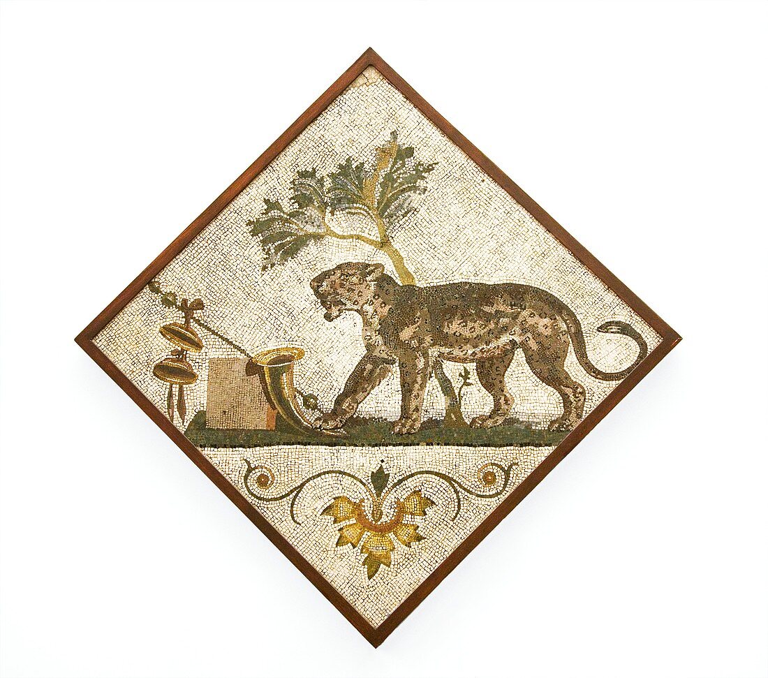Panther and wine symbols,Roman mosaic