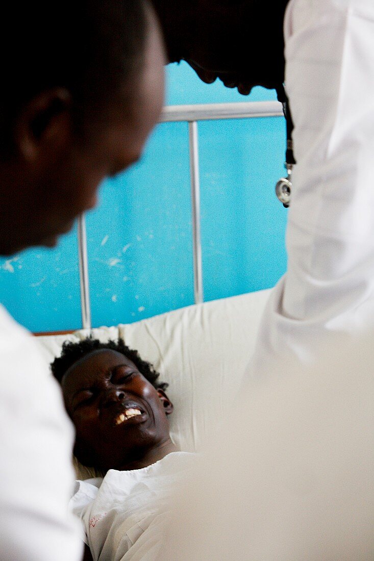 Hospital doctors and patient,Uganda