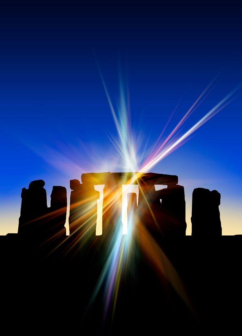 Light flares at Stonehenge,artwork