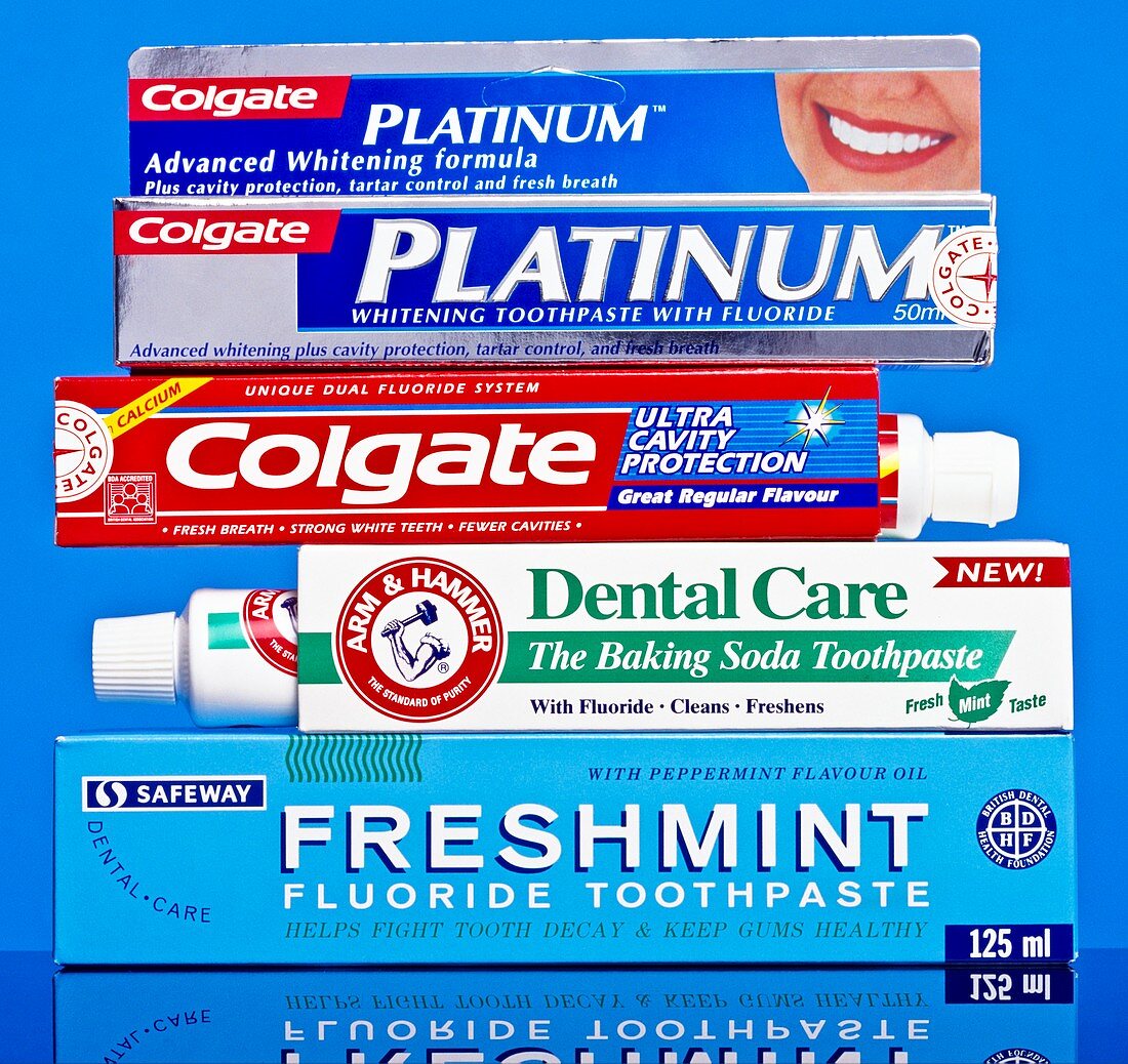 Selection of toothpastes