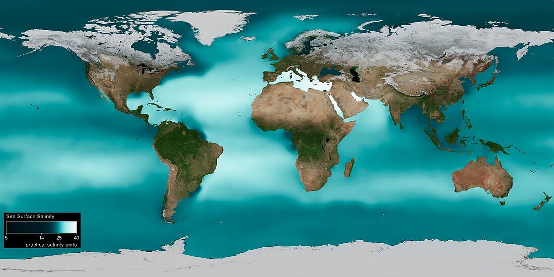 Sea surface salinity,2005 global map