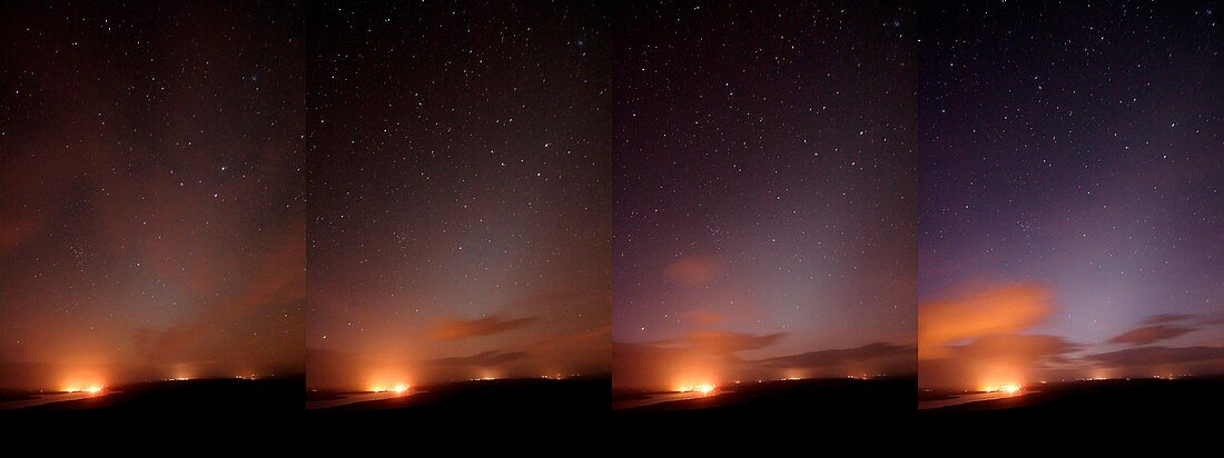 Starlight changes in a night sky