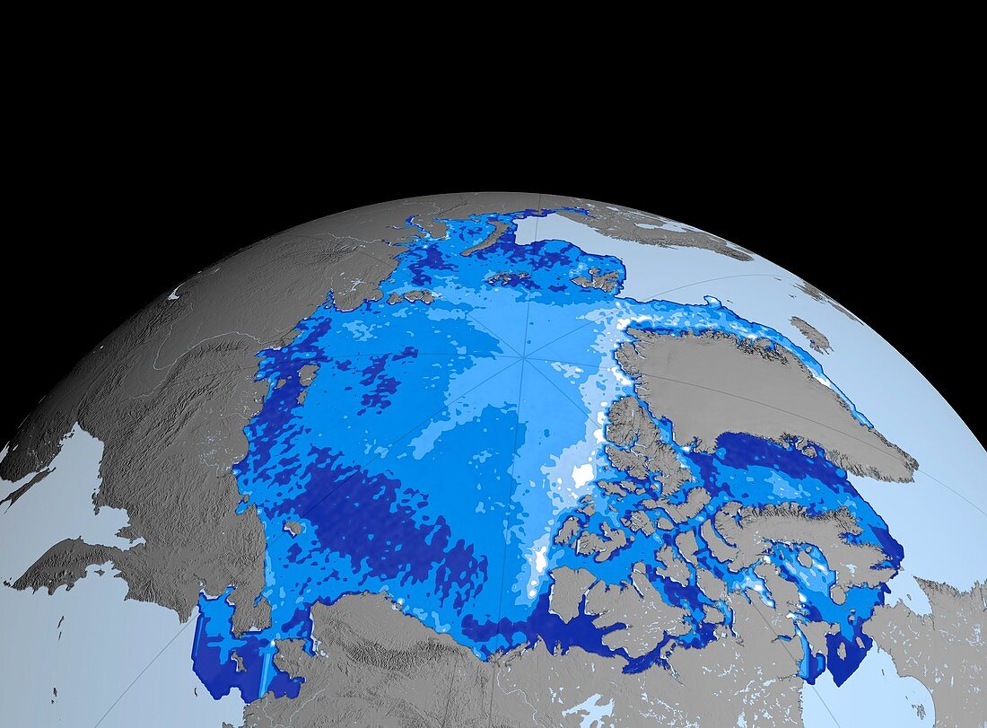 Winter Arctic sea ice thickness,2004