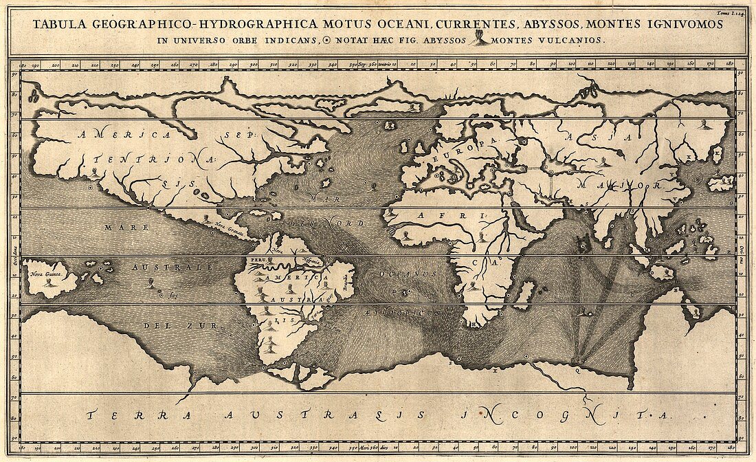 Kircher's geological world map,1668