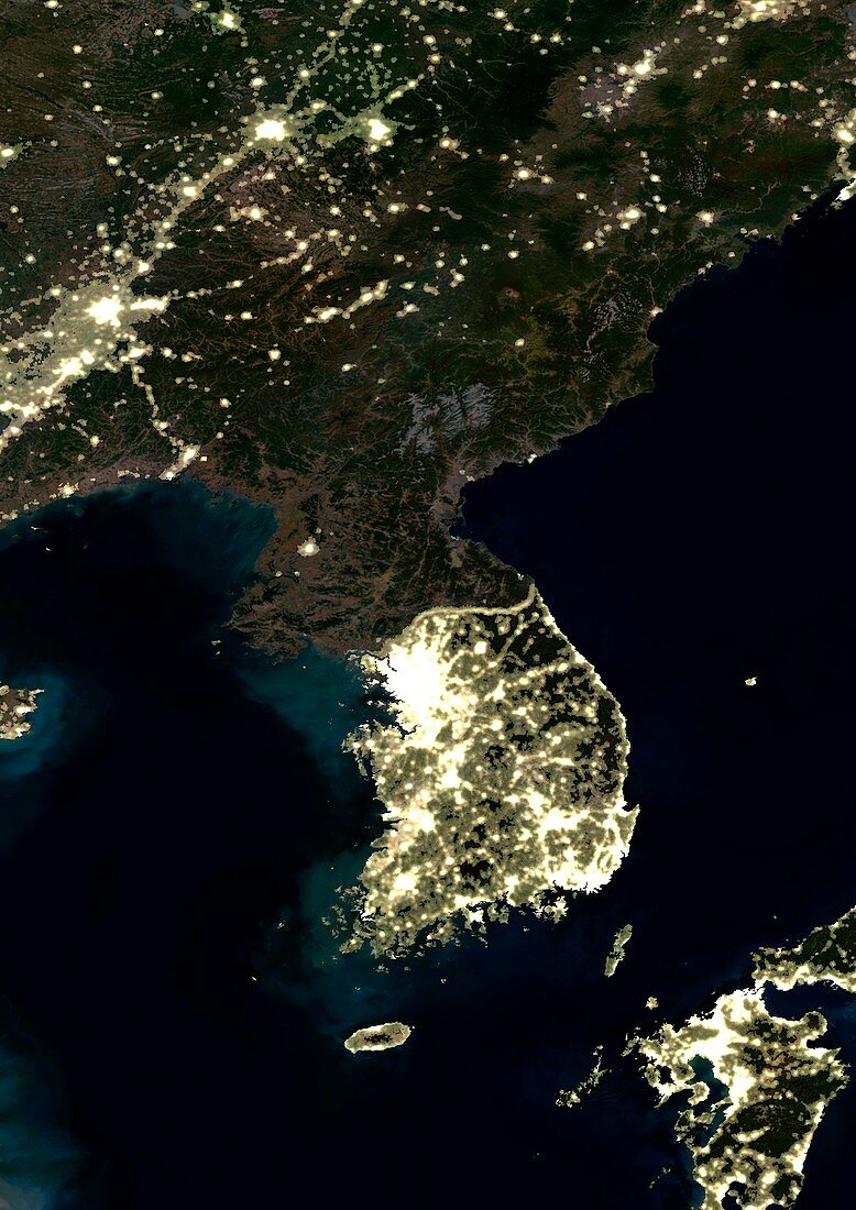 Korea at night,satellite image