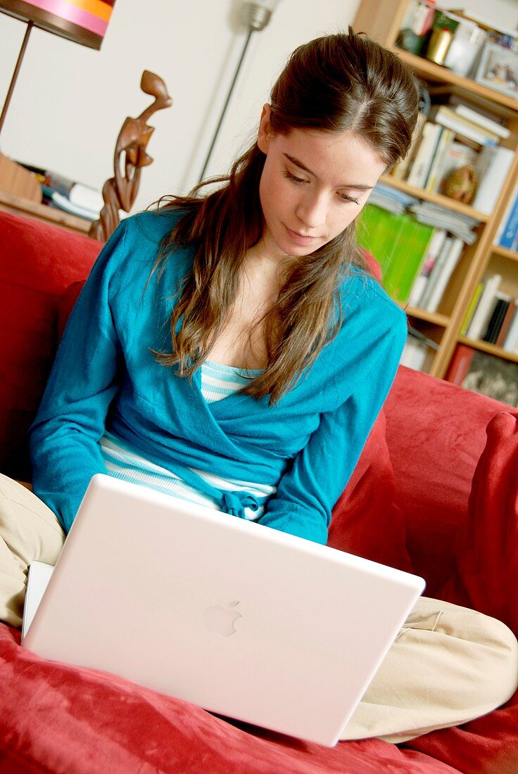 Woman using a laptop computer