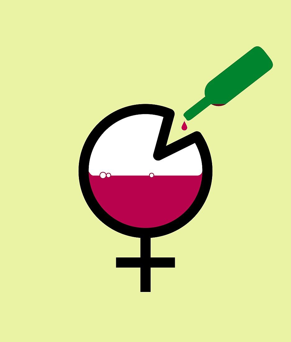 Female binge drinking,conceptual image