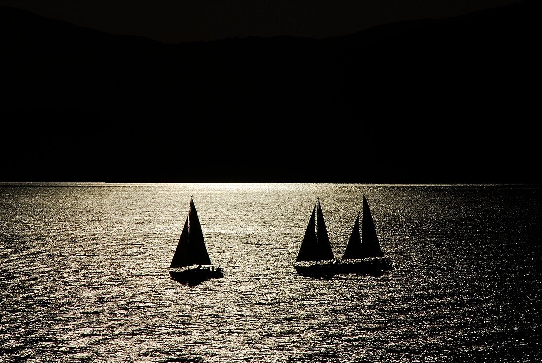 Yachts on a lake