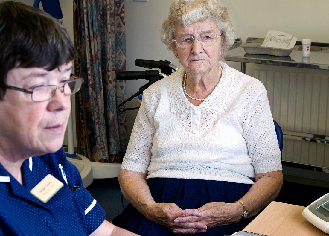 Practice nurse and elderly patient