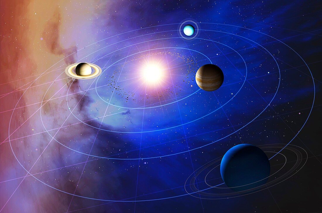 Outer solar system planets,artwork