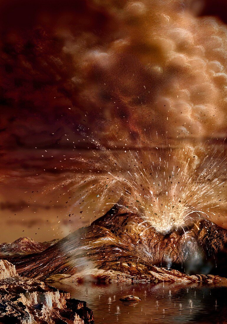 Ice volcano eruption on Titan,artwork