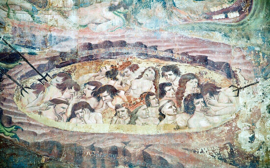 Boiling in Hell,14th century fresco