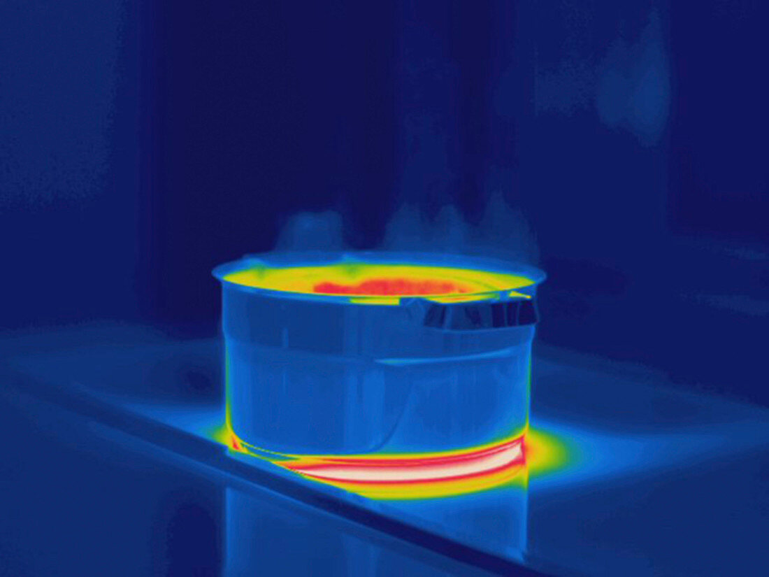 Thermogram,Pot on stove,temp variation