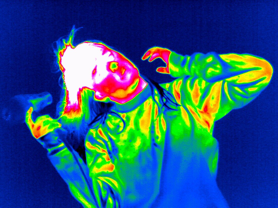 Using a hair dryer,thermogram