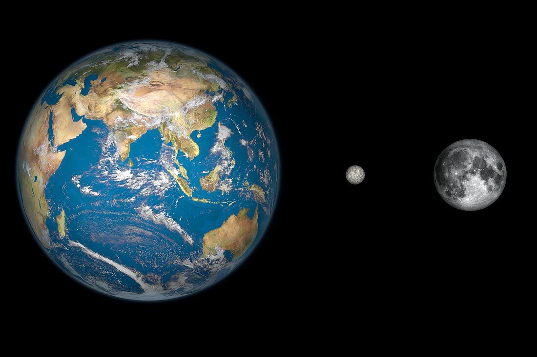 Asteroid Ceres and Earth,artwork
