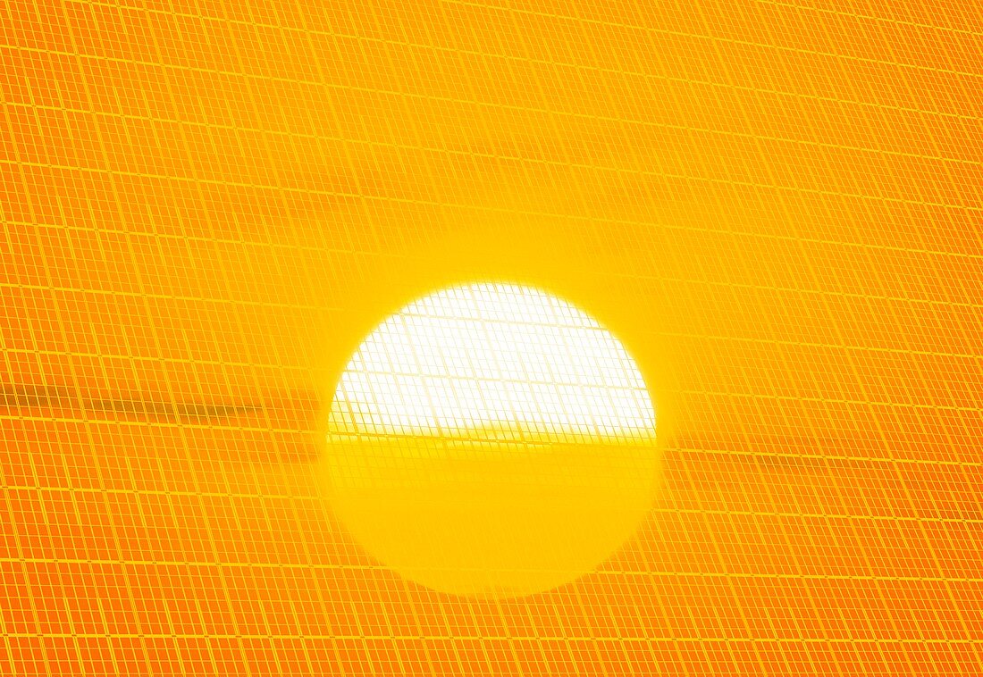 Sunset reflection on solar panel,artwork