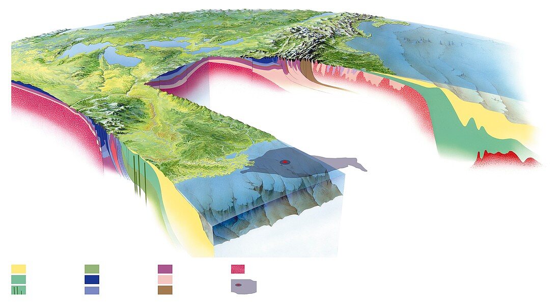 North American geology and oil slick