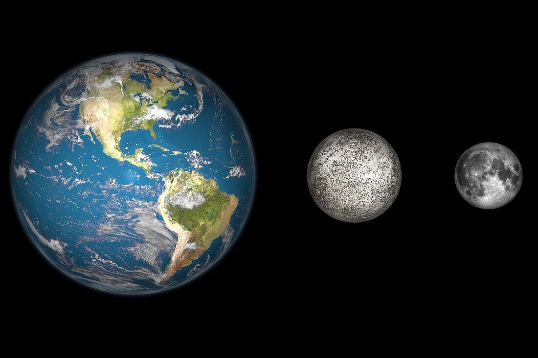 Earth,Moon and Mercury,artwork