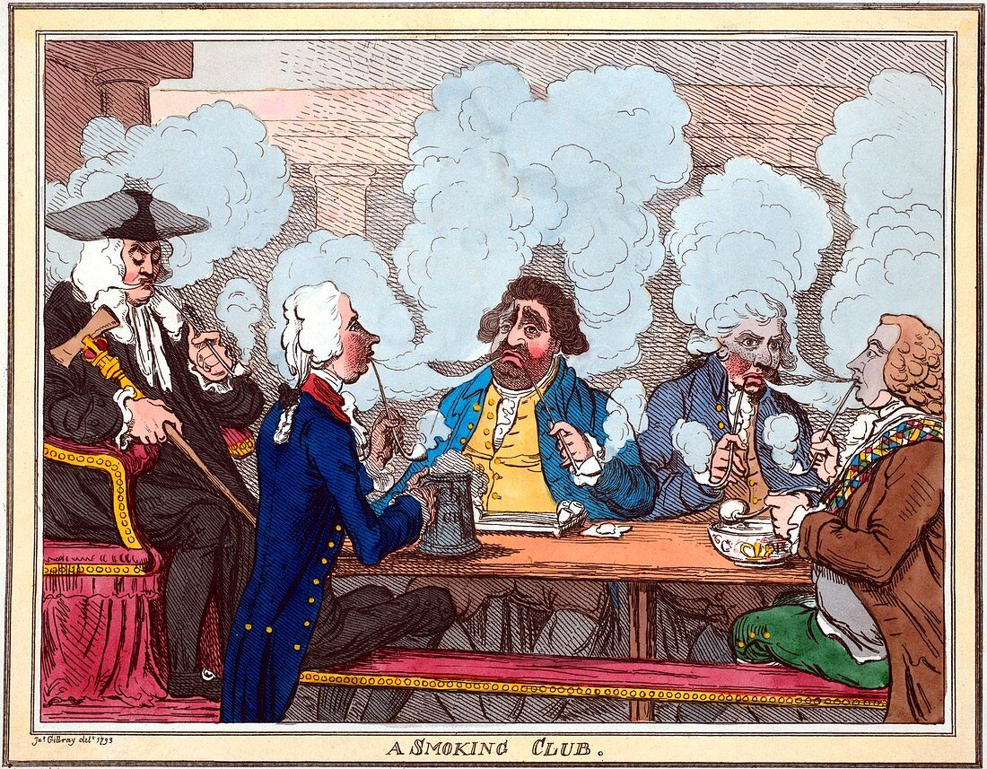 Smoking club,18th century artwork