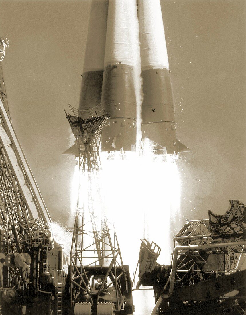 Launch of Vostok 1 spacecraft,1961