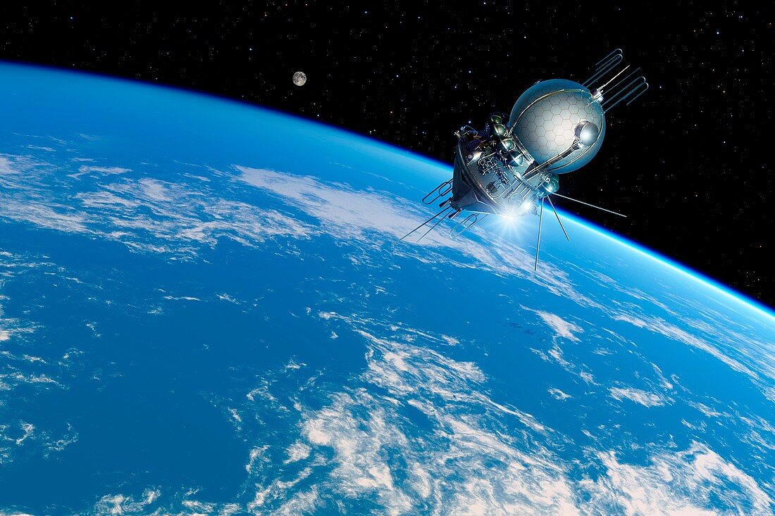 Vostok 1 orbiting the Earth,1961