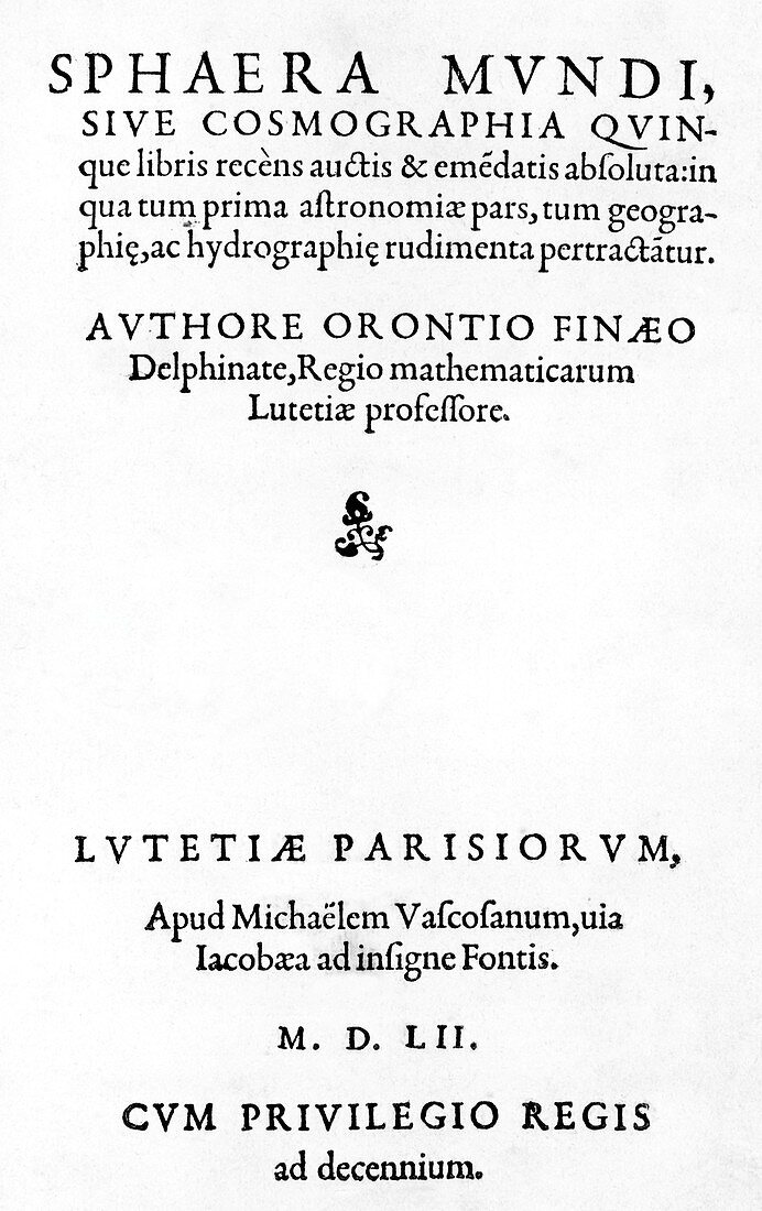 Title page of Sphaera Mundi,1552