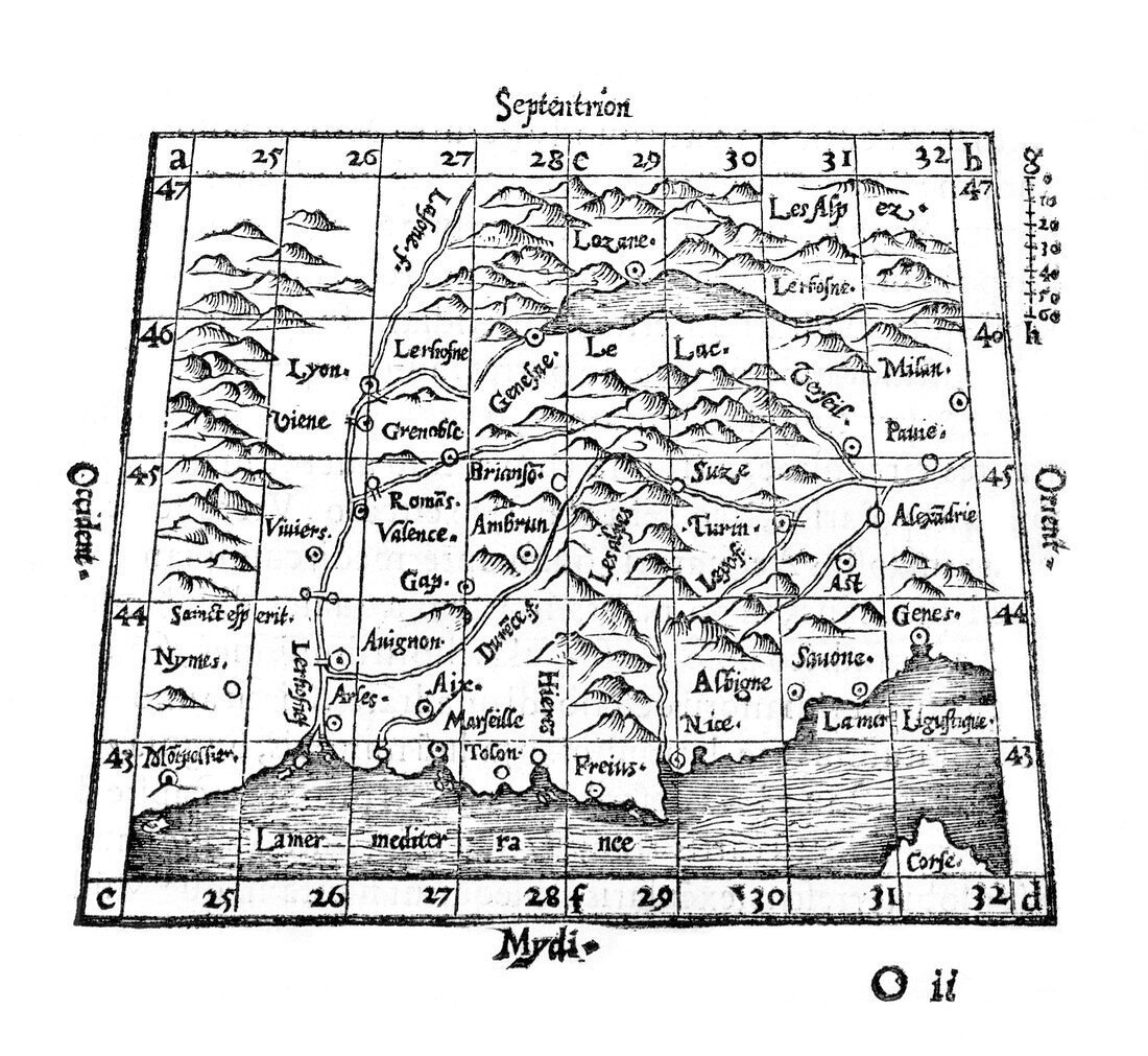 Map of European region,1552
