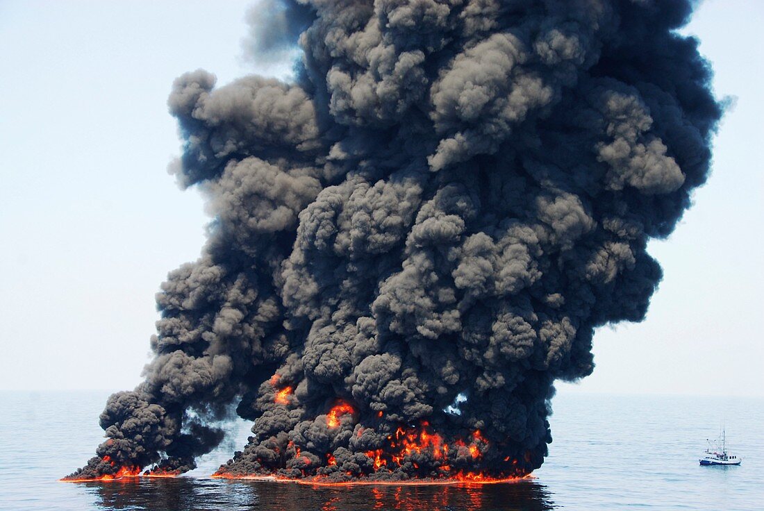 Gulf of Mexico oil spill burn-off,2010