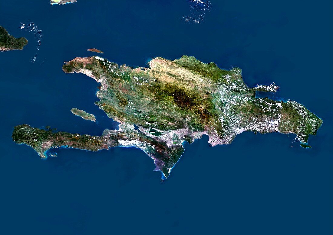 Hispaniola,Caribbean,satellite image