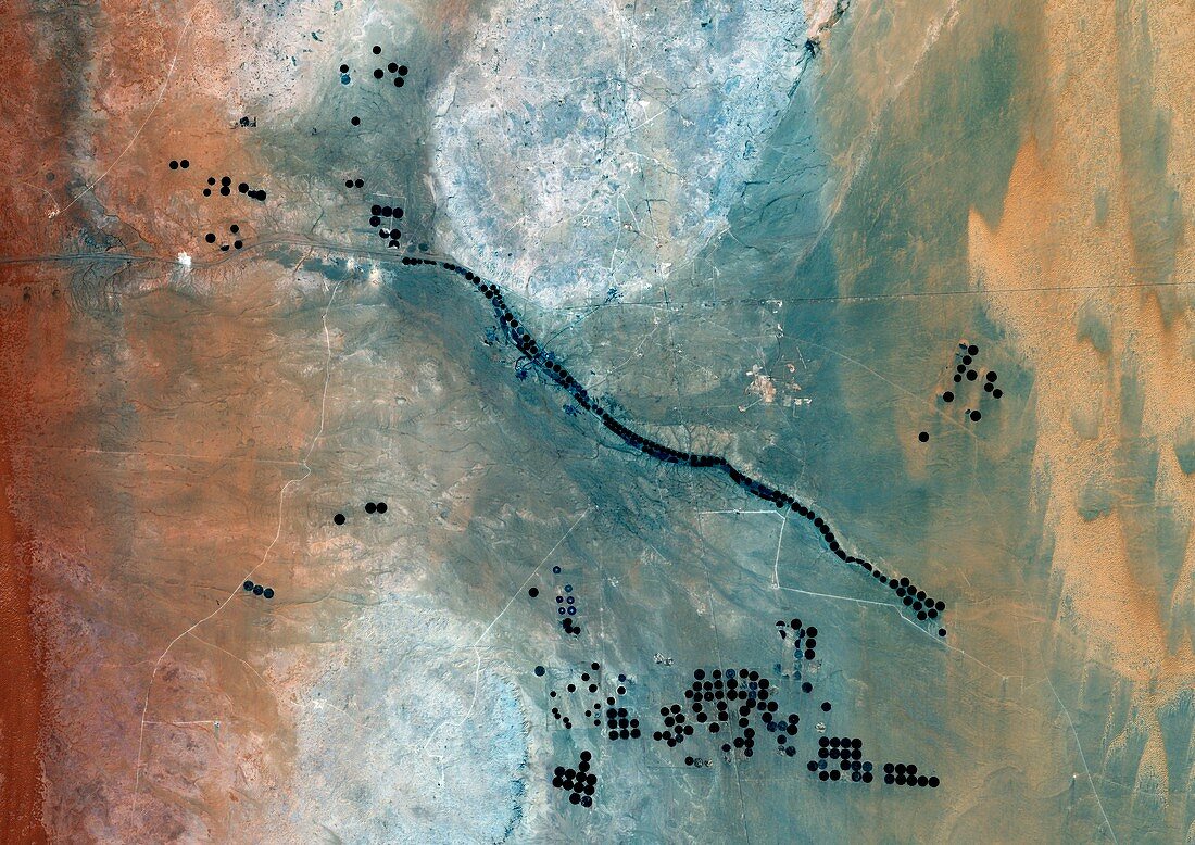 Desert agriculture,2001,satellite image