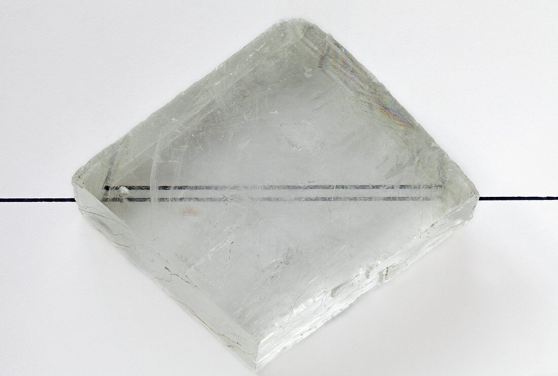 Birefringence in a calcite crystal