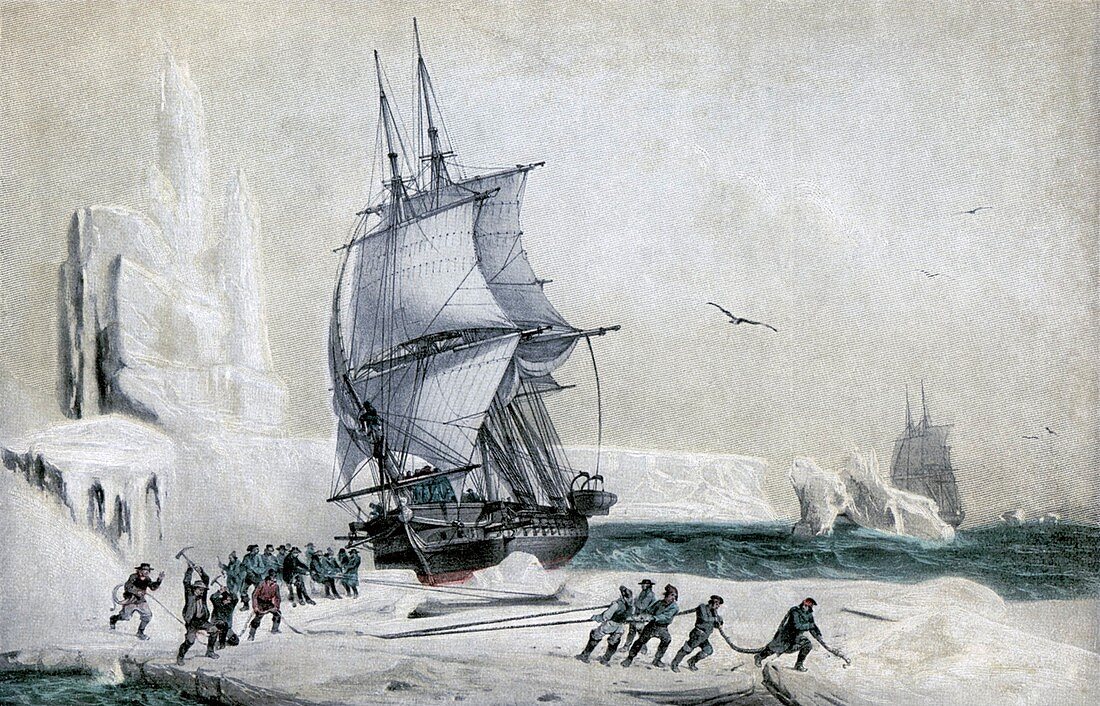 The Astrolabe stranded on pack ice