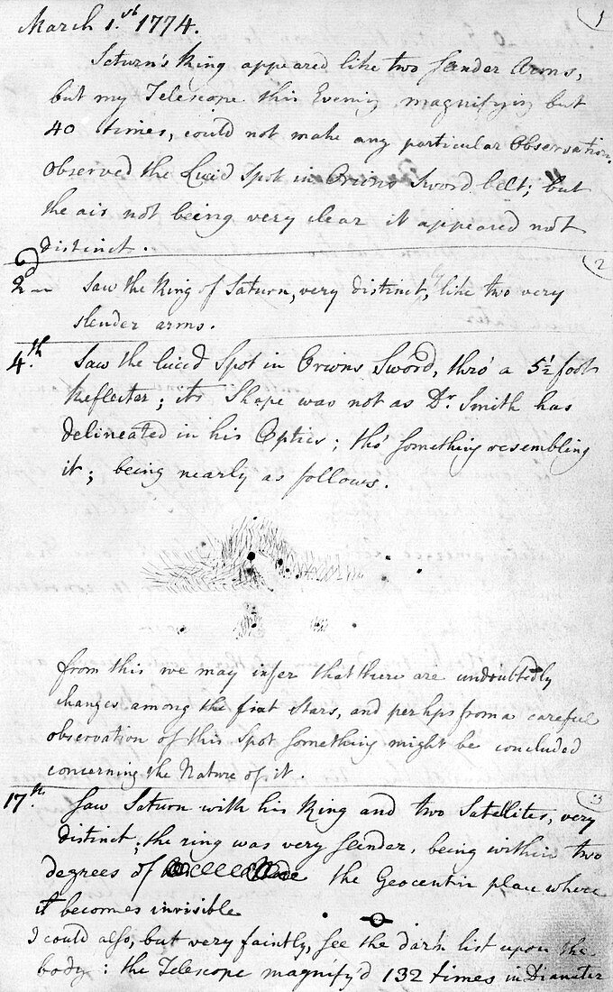 Herschel's first observations,1774