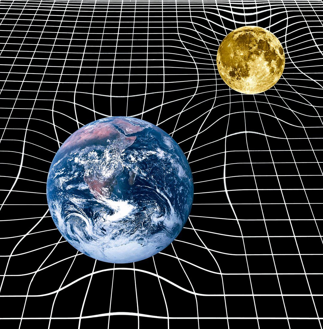 Earth and Moon space-time warp,artwork