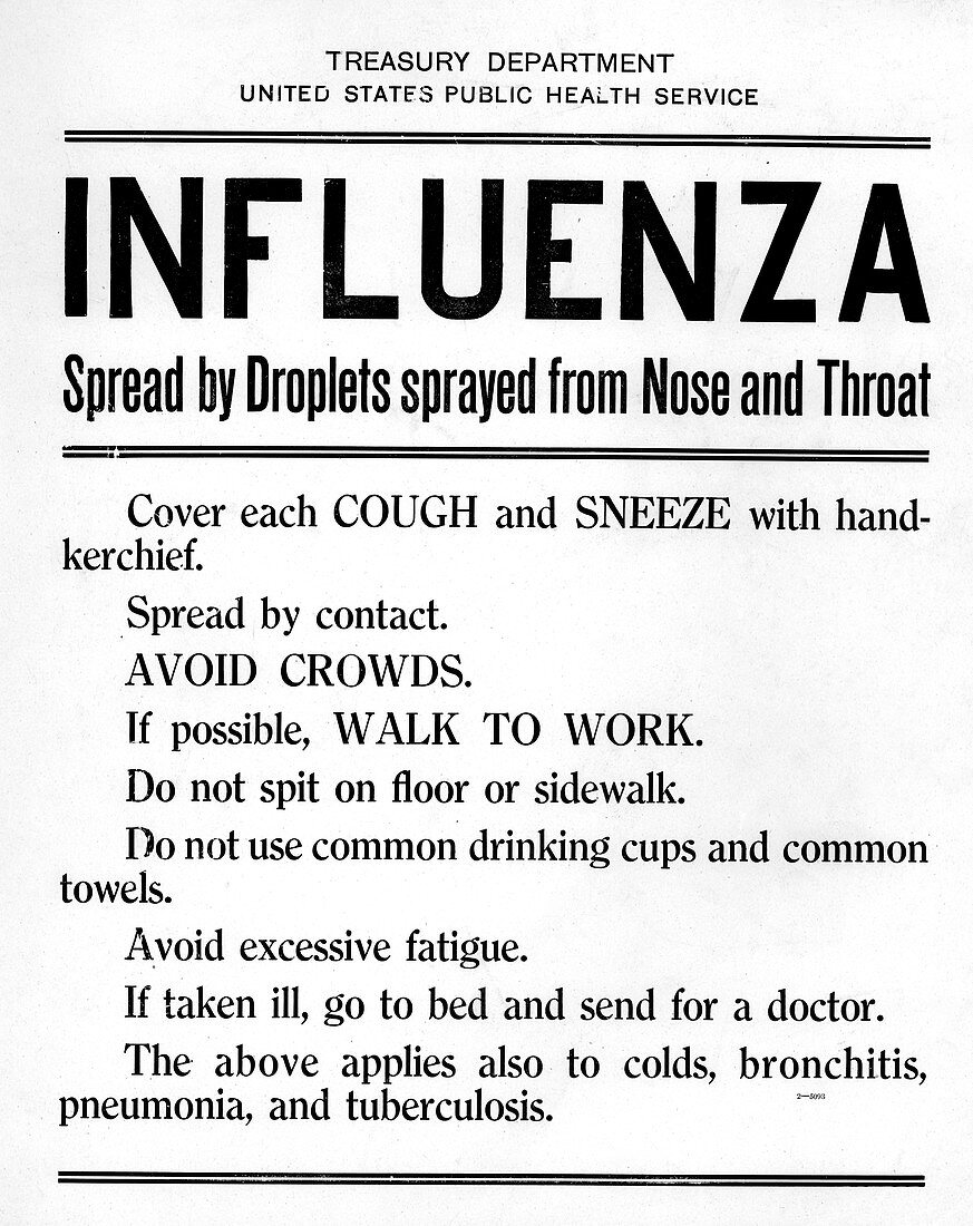 Influenza medical advice poster,1918
