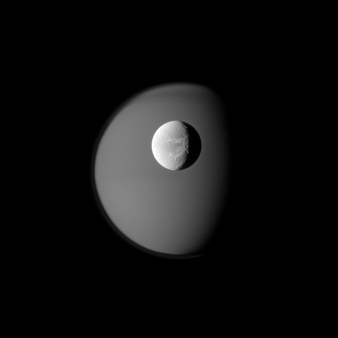 Saturn's moon Dione,Cassini image