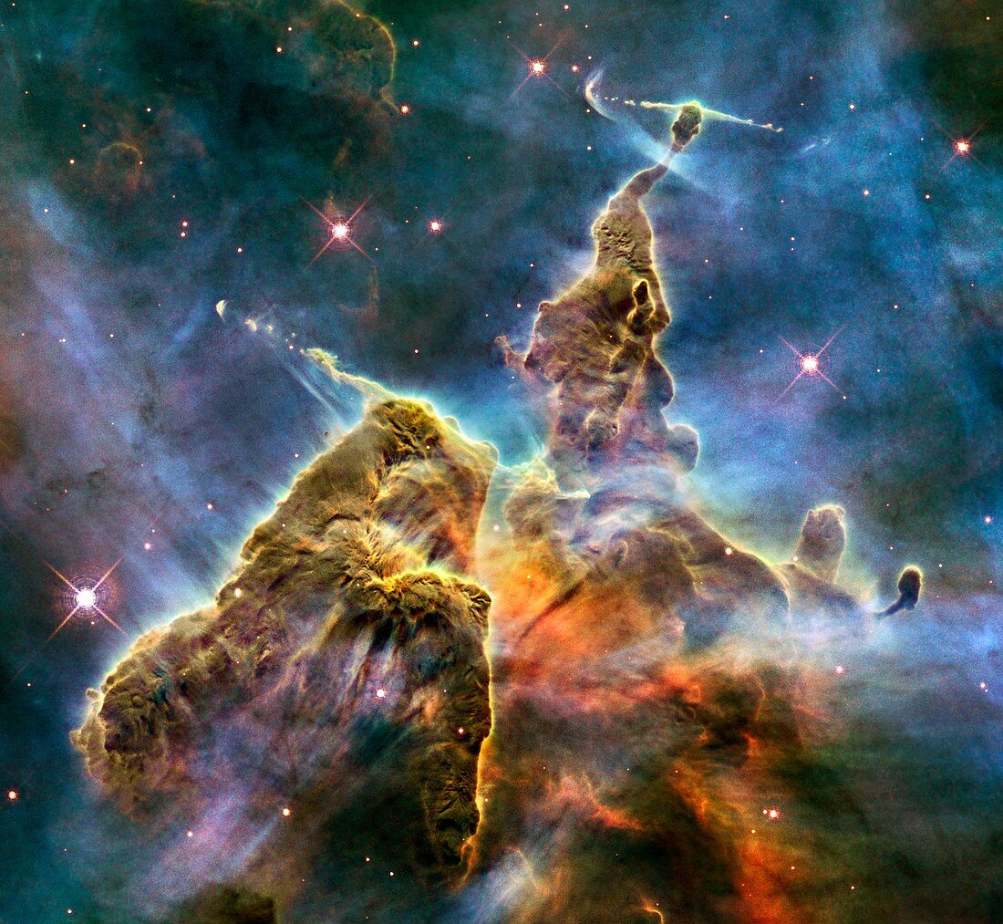Carina Nebula features,HST image