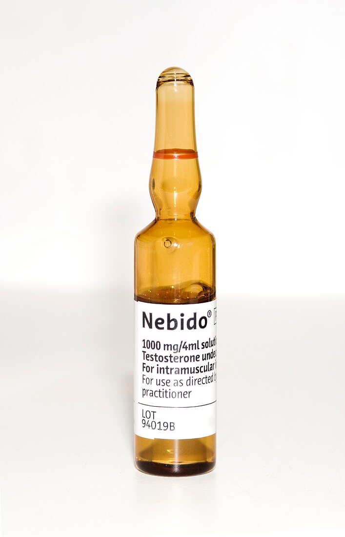 Ampoule of Nebido (testosterone) drug
