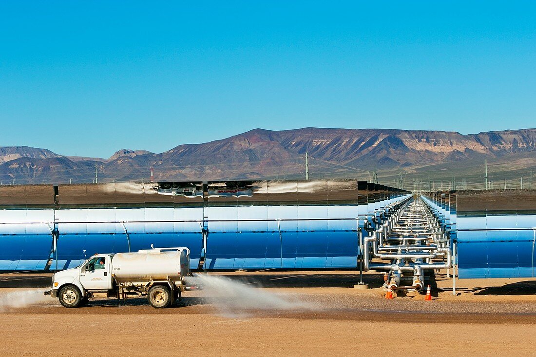 Dust control at a solar power plant
