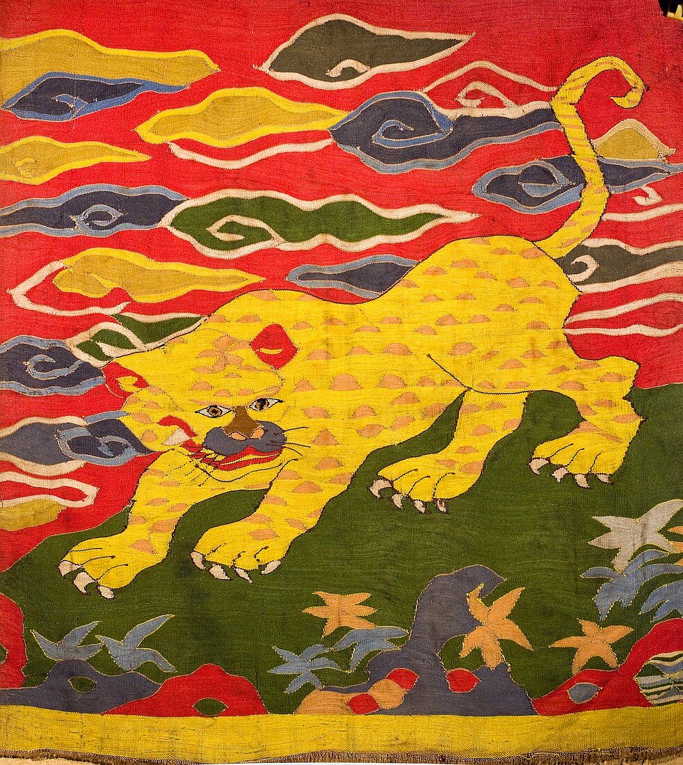 Chinese Tibetan Silk tapestry tiger