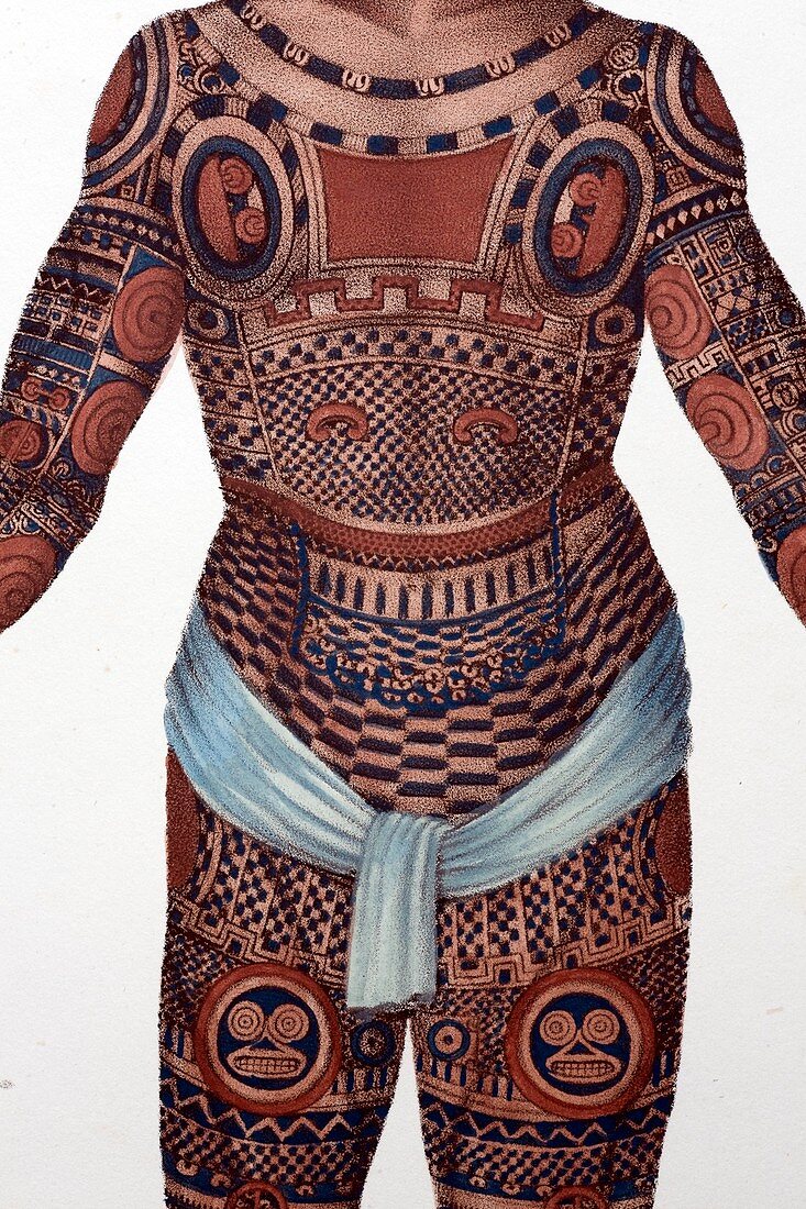 1827 Nukahiva Marquesas tattooed man