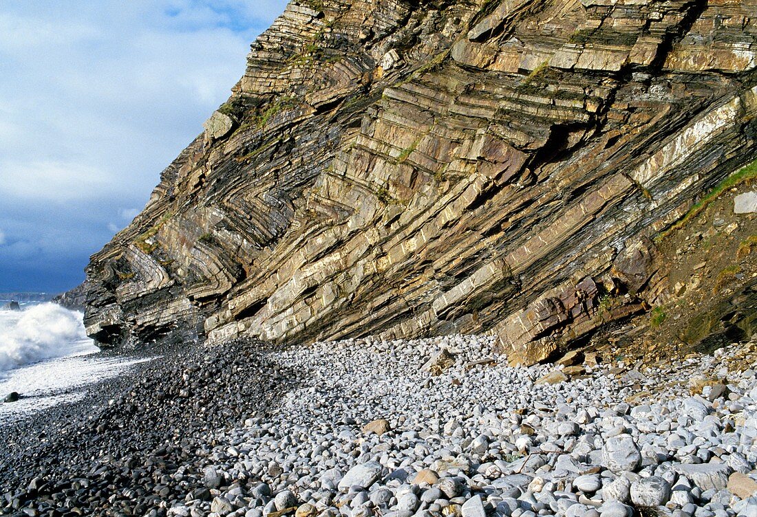 Cliff with folded rock strata