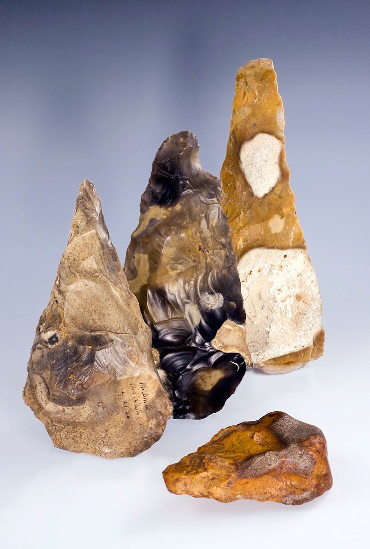 Four British Paleolithic handaxes