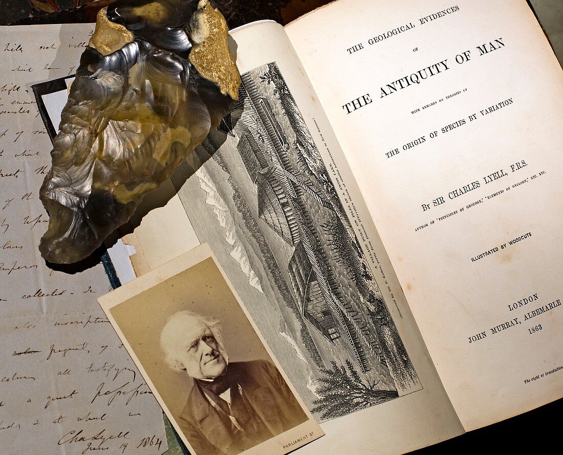 1863 Lyell's Antiquity of Man desktop