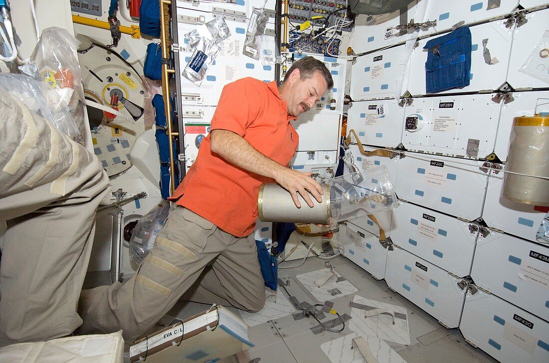 Astronaut on space shuttle Atlantis